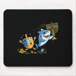 Funny Shark Dreidel Menorah Hanukkah Kids Womens M Mouse Pad