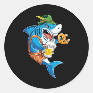 Funny Shark Drink Beer - Crazy Shark Gifts Classic Round Sticker