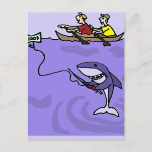 Funny Shark Fishing with Money Postcard