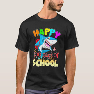 Funny Shark Happy 100 Days Of School Teacher Stude T-Shirt