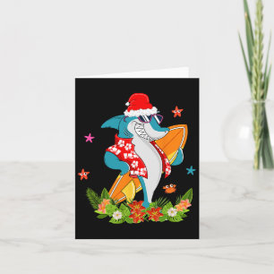 Funny Shark Hawaiian Summer Surfing Shark Christma Card