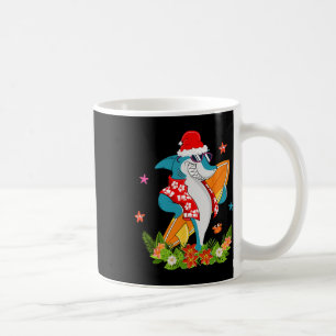 Funny Shark Hawaiian Summer Surfing Shark Christma Coffee Mug