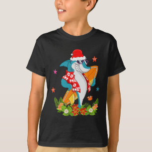 Funny Shark Hawaiian Summer Surfing Shark Christma T-Shirt