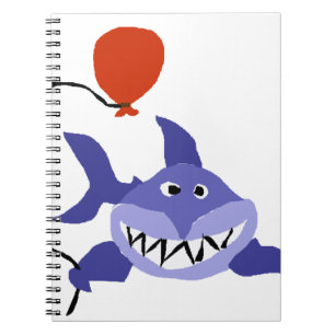 Funny Shark Holding Red Balloon Notebook