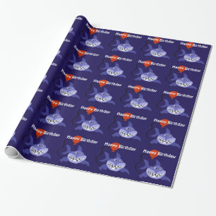 Funny Shark Holding Red Balloon Wrapping Paper