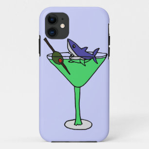 Funny Shark in Green Martini Glass iPhone 11 Case
