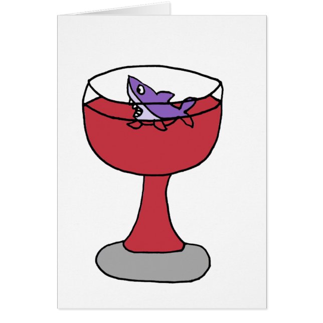 Funny Shark in Red Wine Glass (Front)
