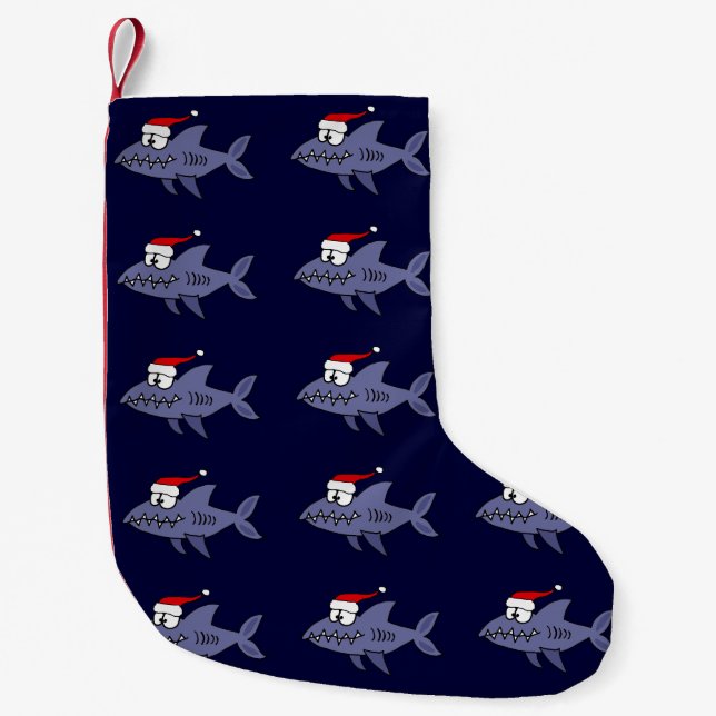 Funny Shark in Santa Hat Christmas Stocking (Front)