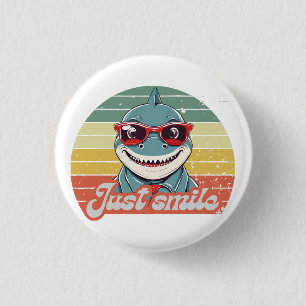 Funny shark invite you to smile 1 inch round button