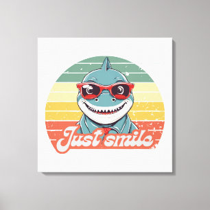 Funny shark invite you to smile canvas print
