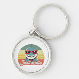 Funny shark invite you to smile keychain