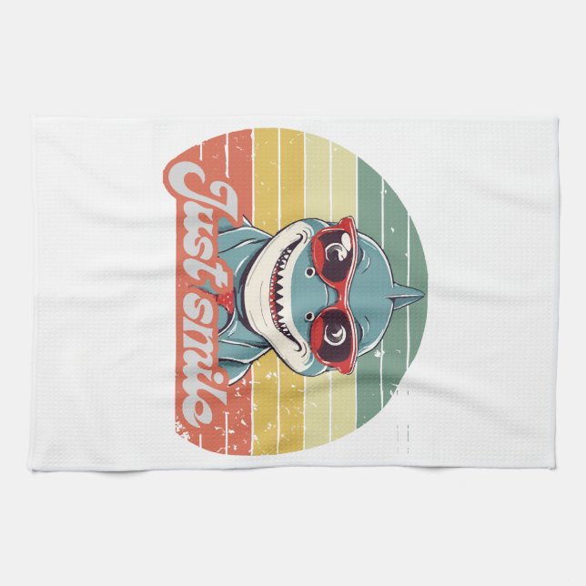 Funny shark invite you to smile kitchen towel (Horizontal)