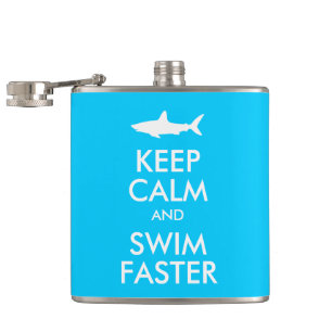 Funny Shark Keep Calm and Swim Faster Parody Hip Flask