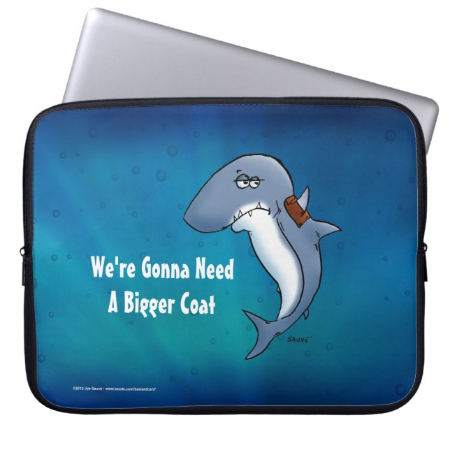 Funny Shark Needs Bigger Coat Laptop Sleeve (Front)
