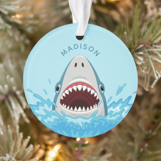 Funny Shark nom personnalisé ornement (Arbre)
