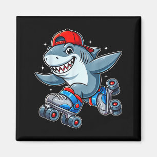 Funny Shark On Roller Skates Cute Cool Skater Anim Magnet