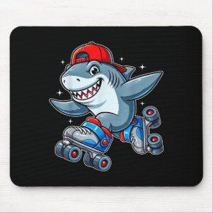 Funny Shark On Roller Skates Cute Cool Skater Anim Mouse Pad
