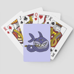 Funny Shark Playing Flute Cartoon Playing Cards