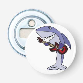 Funny Shark Playing Red Guitar Bottle Opener