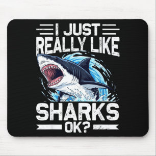 Funny Shark Shirt For Men Women Sea Animal Shark L Mouse Pad