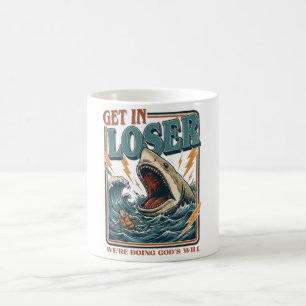 Funny Shark Vintage Illustration Dark Humour Ocean Coffee Mug