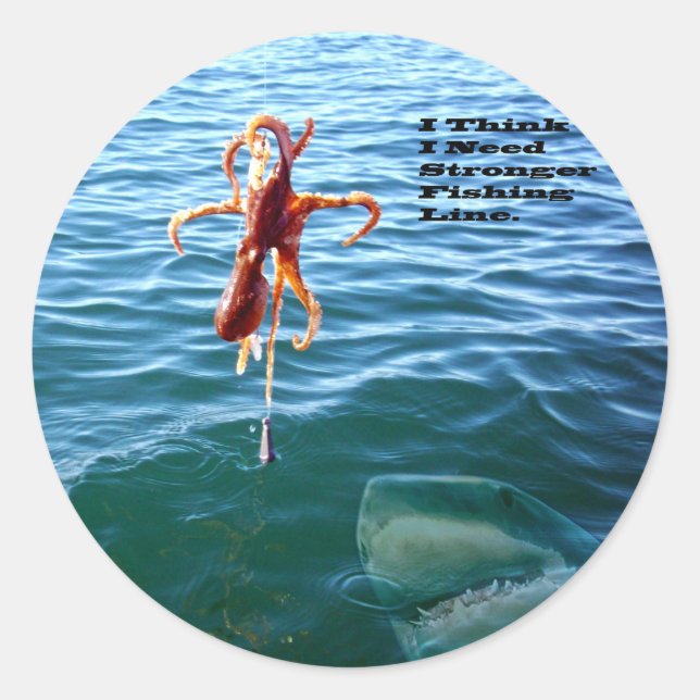 Funny Shark Wants Octopus, Classic Round Sticker (Front)