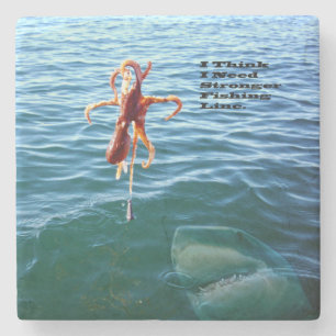Funny Shark Wants Octopus, Stone Coaster