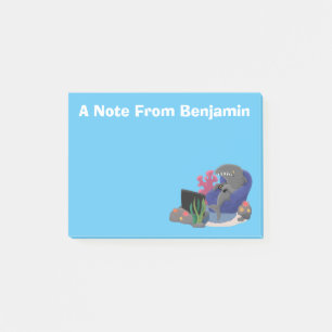 Funny shark watching TV cartoon Post-it Notes