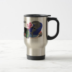 Funny shark watching TV cartoon Travel Mug