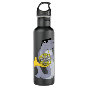 Funny Shark Wearing Sunglasses Playing French Horn 710 Ml Water Bottle