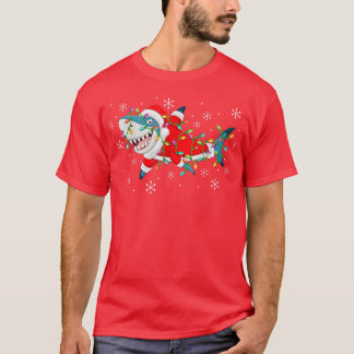 Funny Shark Xmas Lights Santa Shark Christmas T-Shirt