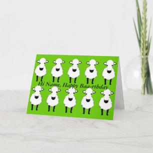 Funny Sheep Birthday, baa rthday, add name front Card