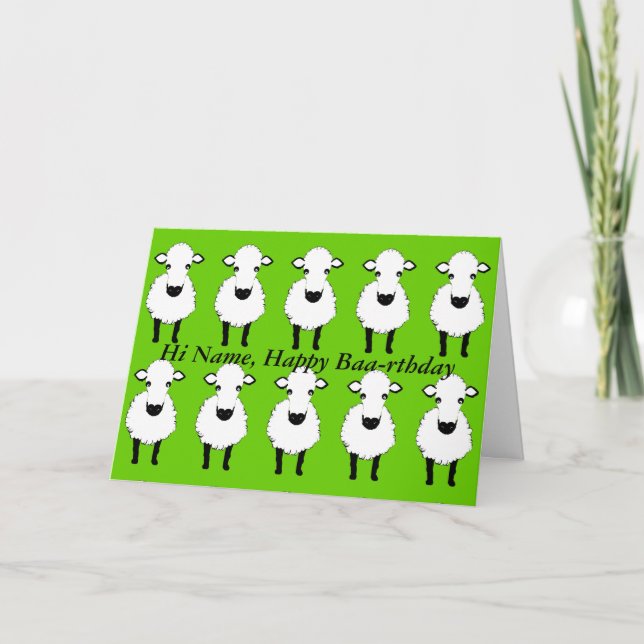 Funny Sheep Birthday, baa rthday, add name front Card (Front)