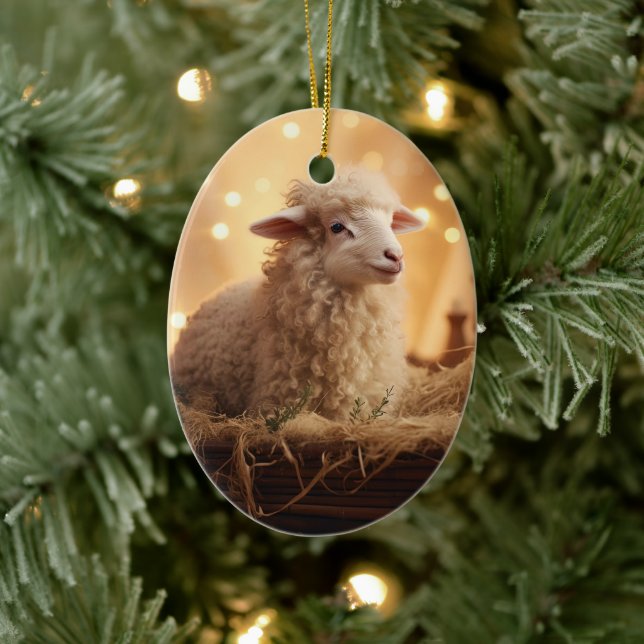 Funny sheep christmas, Gift for farm lovers Ceramic Ornament (Tree)