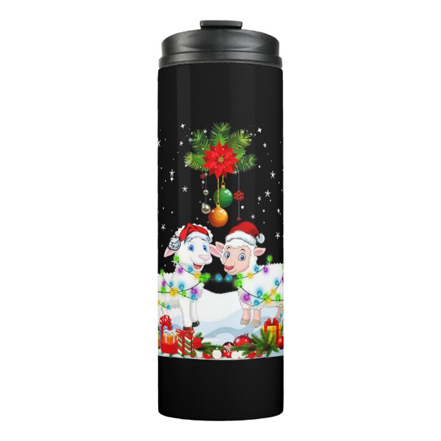 Funny Sheep Christmas Tree | Xmas Animal Gift Thermal Tumbler (Front)