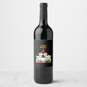 Funny Sheep Christmas Tree Xmas Animal Gift Wine Label