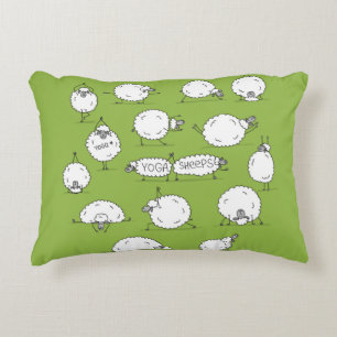 Funny sheep doing yoga, sketch accent pillow