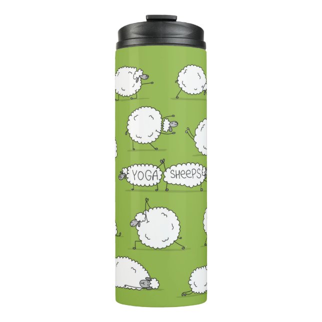 Funny sheep doing yoga, sketch thermal tumbler (Front)