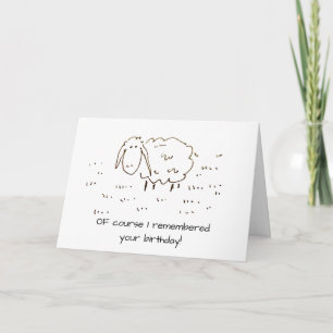Funny Sheep Ewe Cartoon Birthday Card