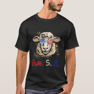 Funny Sheep Ewe S A Usa Flag Sunglasses Farm Hoodi T-Shirt