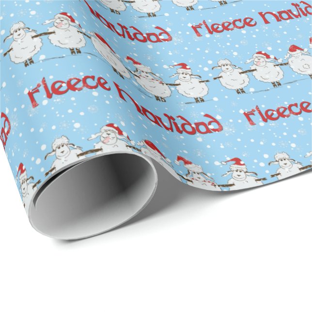 Funny Sheep Fleece Navidad Horizontal Gift Wrap (Roll Corner)