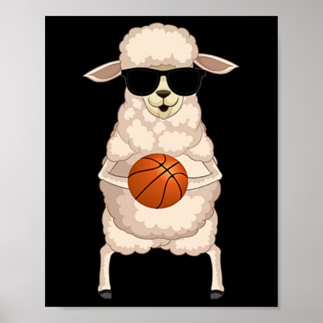 Funny Sheep Lamb Wearing Sungles Playing Sketll  Poster (Front)