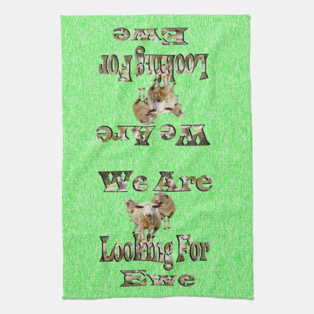 Funny Sheep Looking For Ewe, Kitchen Towel (Vertical)
