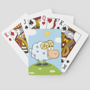 Funny Sheep On A Hill Playing Cards