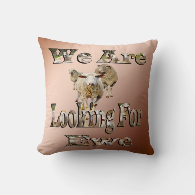 Funny Sheep Pun Looking For Ewe, Cushion (Front)