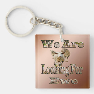 Funny Sheep Pun Looking For Ewe, Keyring