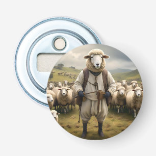 Funny Sheep Shepard With His Flock Of Sheep, Bottle Opener