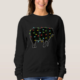 Funny Sheep Tree Christmas Lights Xmas Pajama Sweatshirt