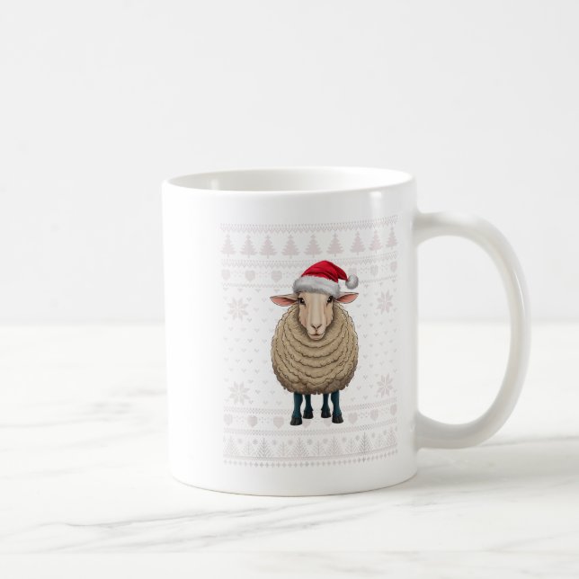 Funny Sheep Ugly Christmas Sweater Santa Xmas Pjs  Coffee Mug (Right)