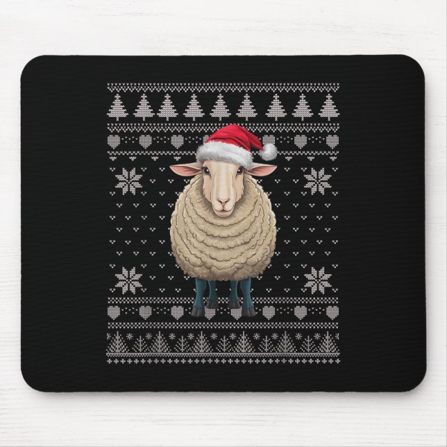 Funny Sheep Ugly Christmas Sweater Santa Xmas Pjs  Mouse Pad (Front)